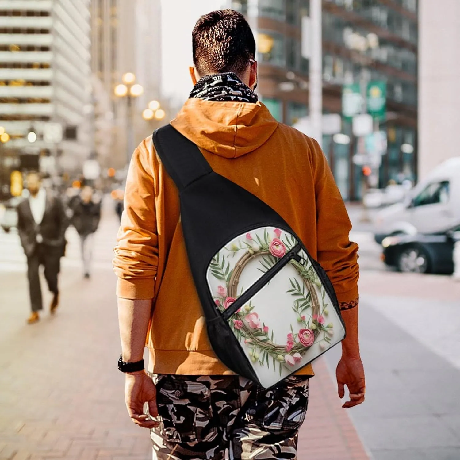 Small Sling Chest Bag Crossbody Bag for Men Women,Handmade Garland Lightweight Gym Daypack for Travel Cycling Hiking