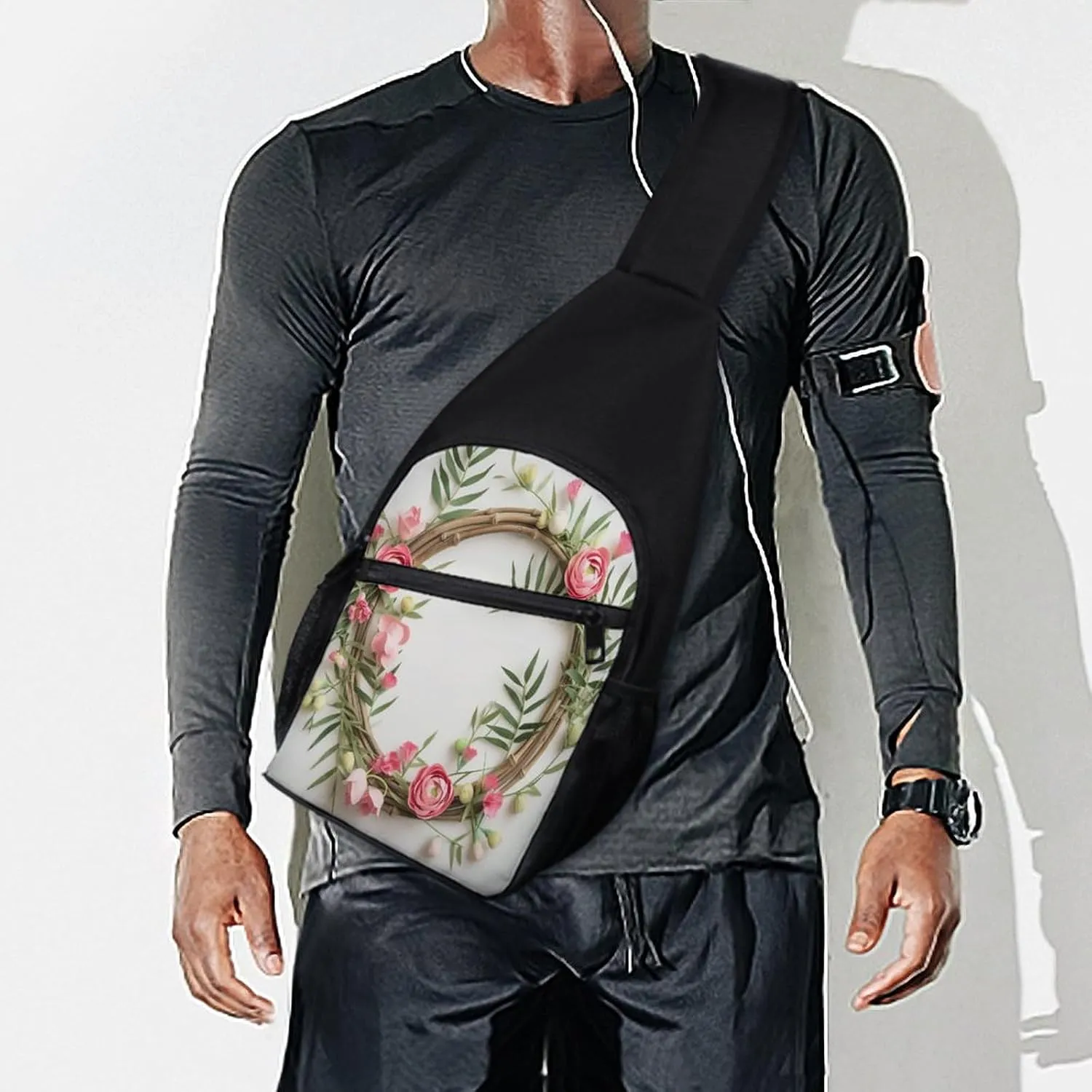 Small Sling Chest Bag Crossbody Bag for Men Women,Handmade Garland Lightweight Gym Daypack for Travel Cycling Hiking