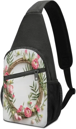 Small Sling Chest Bag Crossbody Bag for Men Women,Handmade Garland Lightweight Gym Daypack for Travel Cycling Hiking
