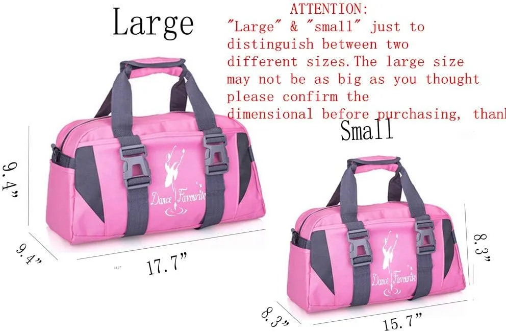 Small/Large Dance Duffle Bag For Girls Sport Gym Bags For Women Yoga Bag (pink and white, Large)