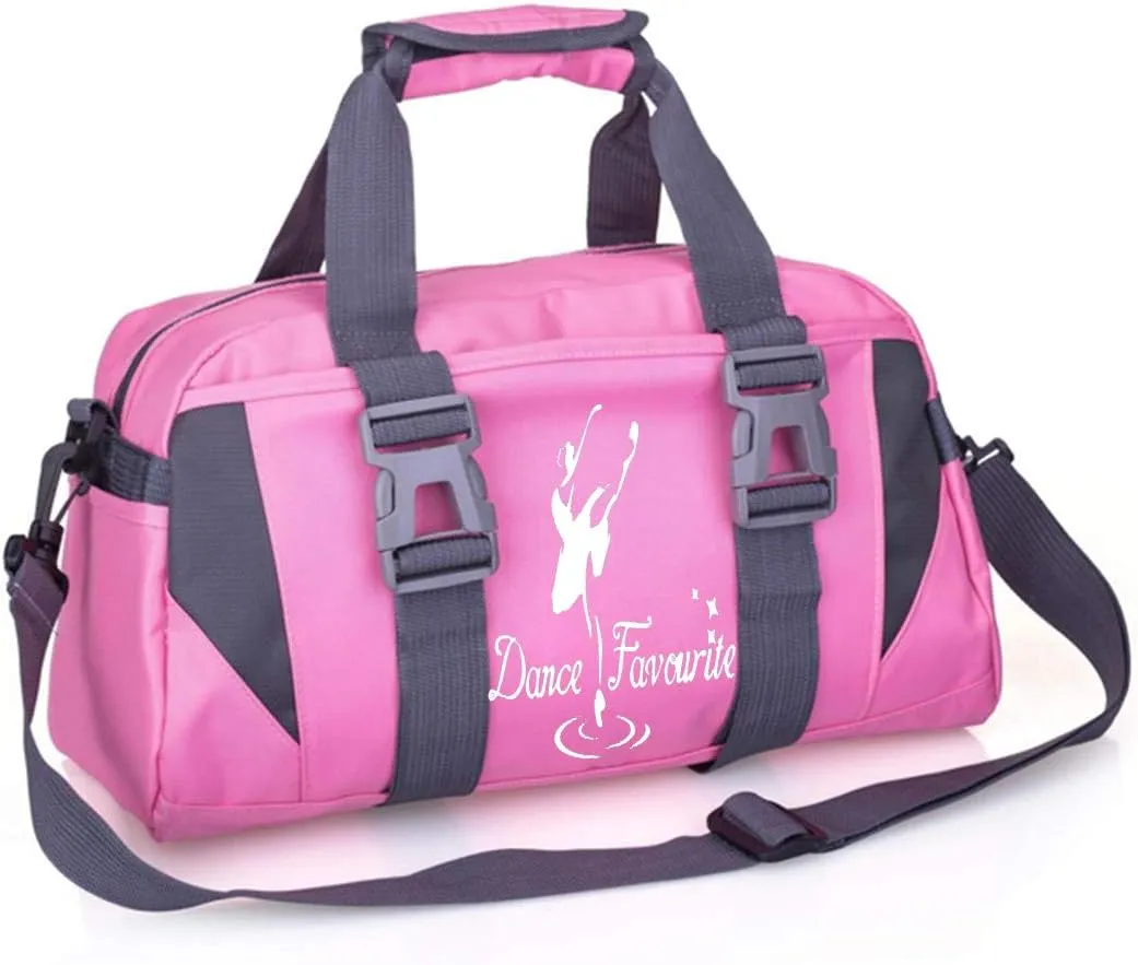 Small/Large Dance Duffle Bag For Girls Sport Gym Bags For Women Yoga Bag (pink and white, Large)