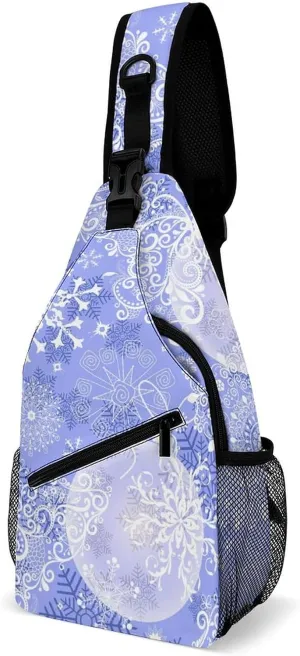 Snowflakes Crossbody Sling Backpack, Shoulder Bag Chest Bag for Travel Sport Running, 38x20cm, Style-2