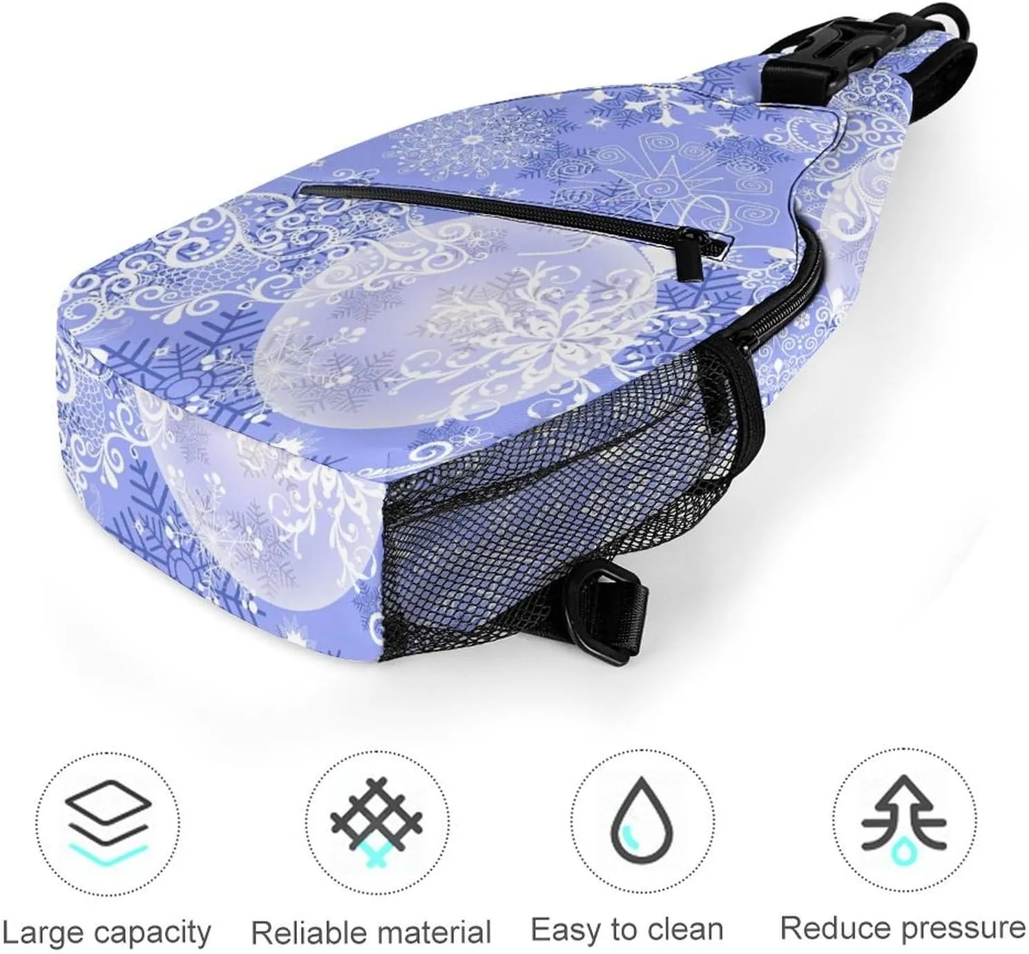 Snowflakes Crossbody Sling Backpack, Shoulder Bag Chest Bag for Travel Sport Running, 38x20cm, Style-2