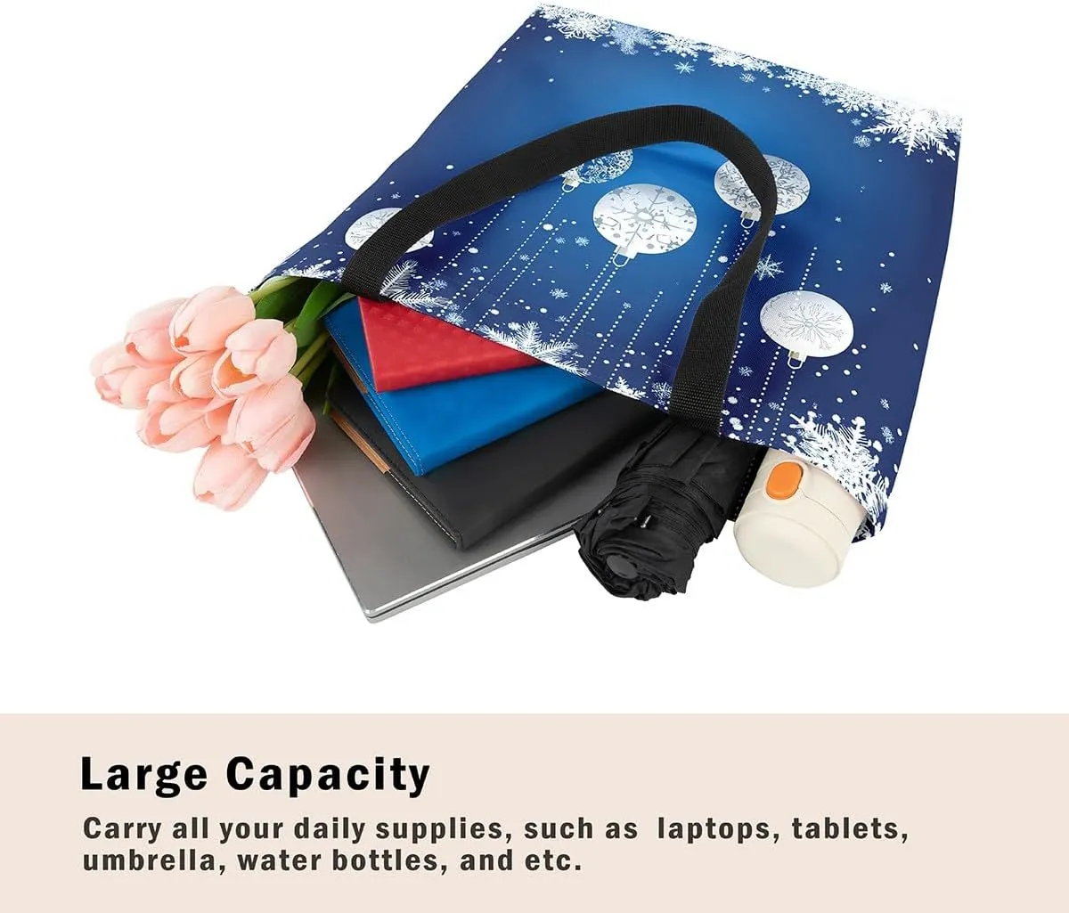 Snowman Canvas Tote Bag Christmas Tree Duffle Bag Women,Skiing Casual Reusable Handbag for Women
