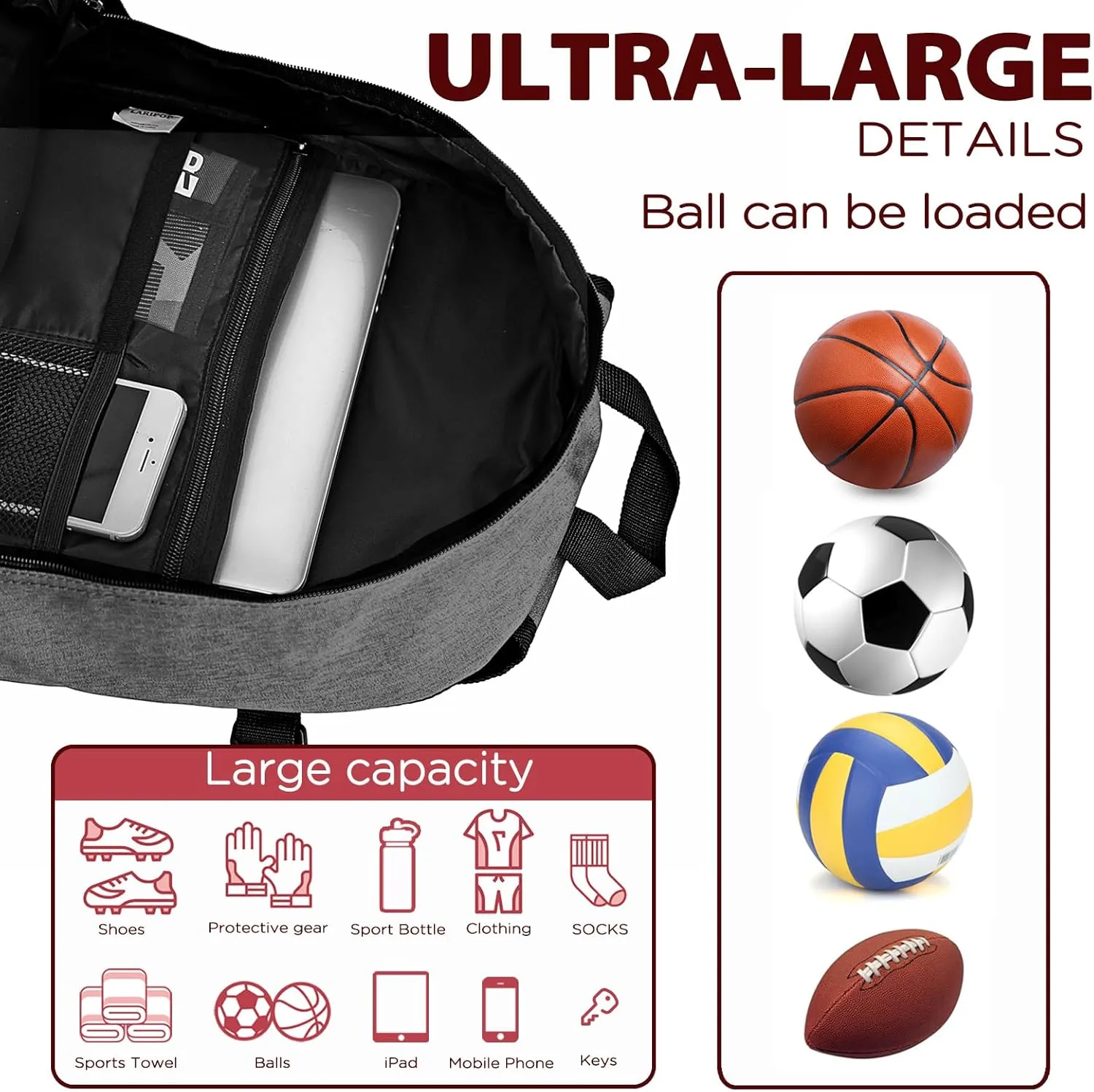 Soccer Backpack,Basketball Backpack for Basketball Accessories Training Equipment Fits Volleyball,Soccer,Sports Gifts