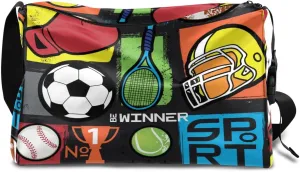 Soccer Boxing Gloves Small Gym Bag for Men Women Workout Sport Duffle Bag Waterproof Weekender Overnight Bag Lightweight Carry on Tote Bag Crossbody Shoulder Travel Bag for Swim Yoge Dance