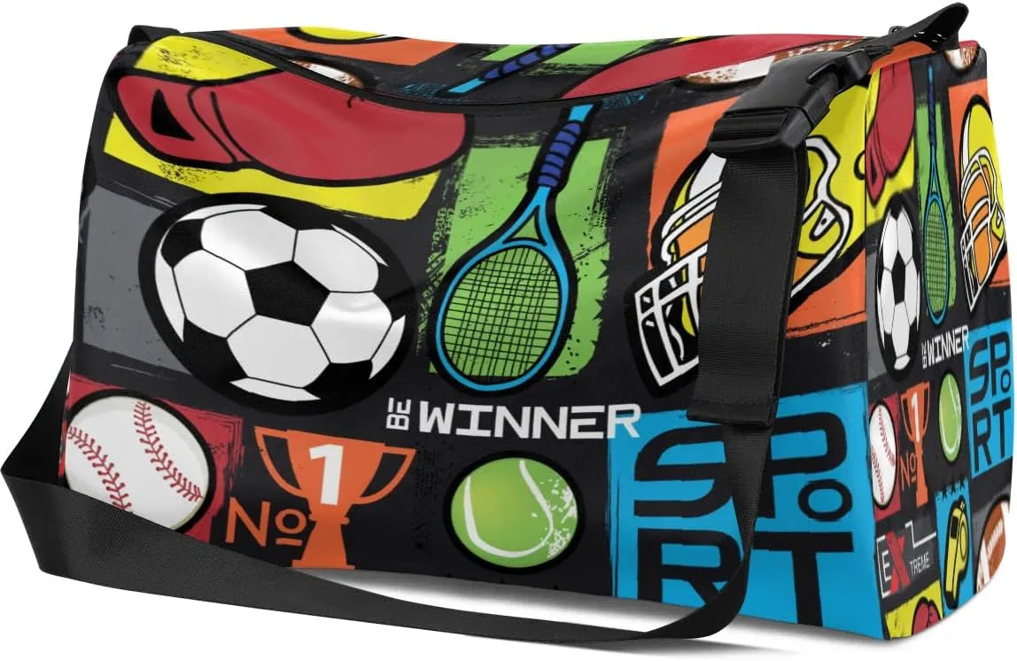 Soccer Boxing Gloves Small Gym Bag for Men Women Workout Sport Duffle Bag Waterproof Weekender Overnight Bag Lightweight Carry on Tote Bag Crossbody Shoulder Travel Bag for Swim Yoge Dance