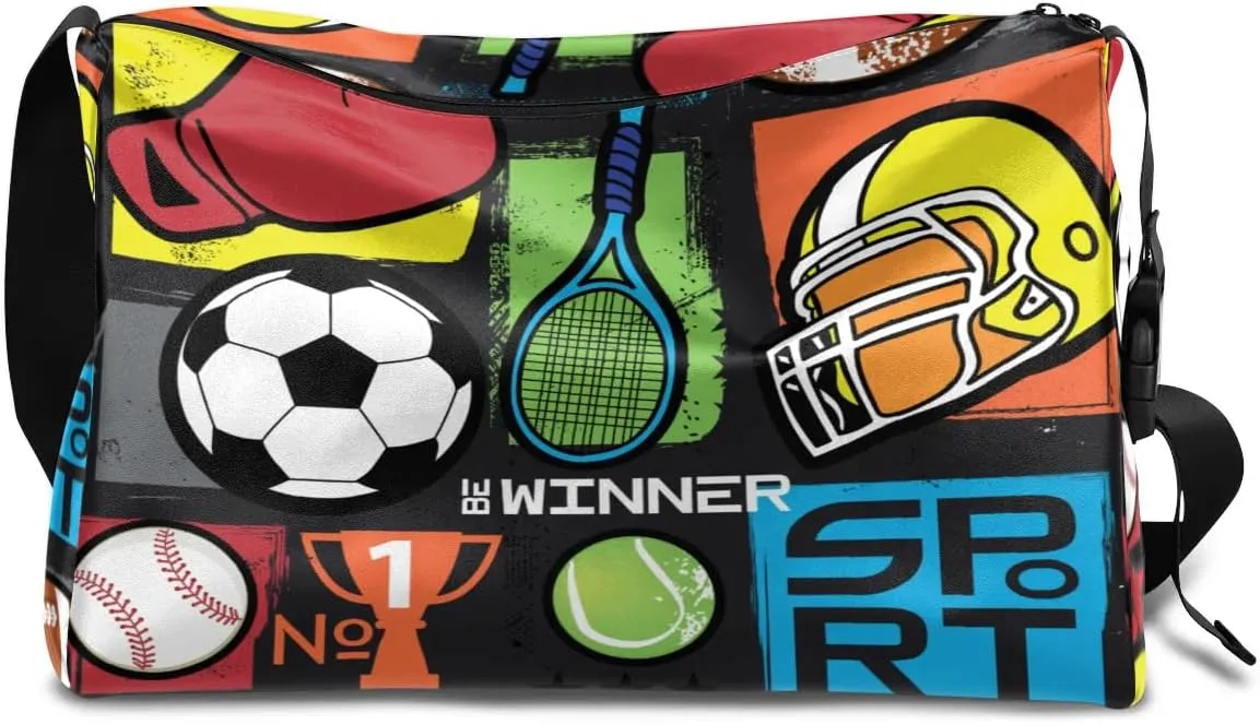 Soccer Boxing Gloves Small Gym Bag for Men Women Workout Sport Duffle Bag Waterproof Weekender Overnight Bag Lightweight Carry on Tote Bag Crossbody Shoulder Travel Bag for Swim Yoge Dance