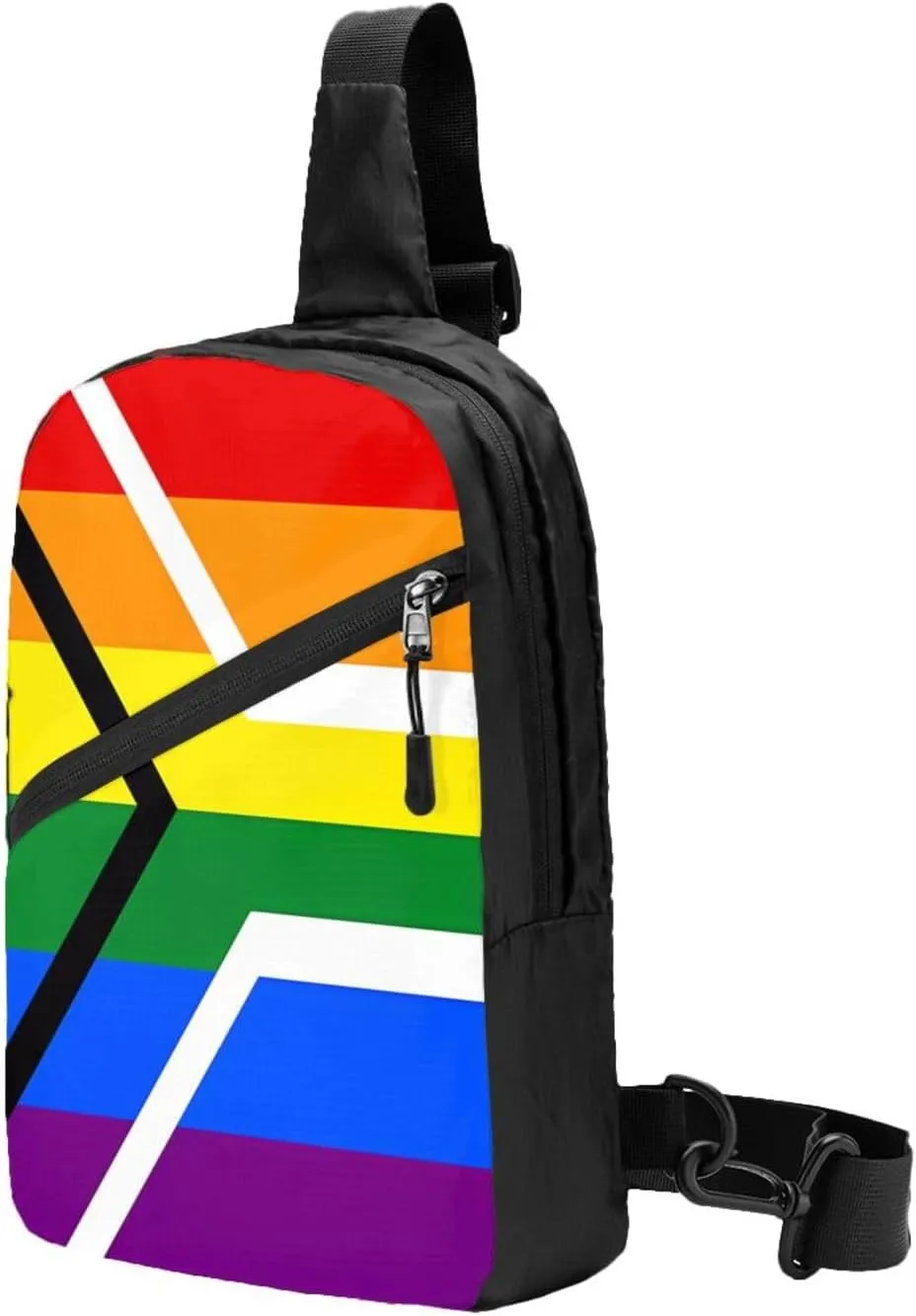 South Africa LGBT Rainbow Gay Pride Flag Crossbody Bag Portable Sling Bags Foldable Chest Daypack Reusable Sports Shoulder Backpack Diagonally Casual Rucksack Travel Bag