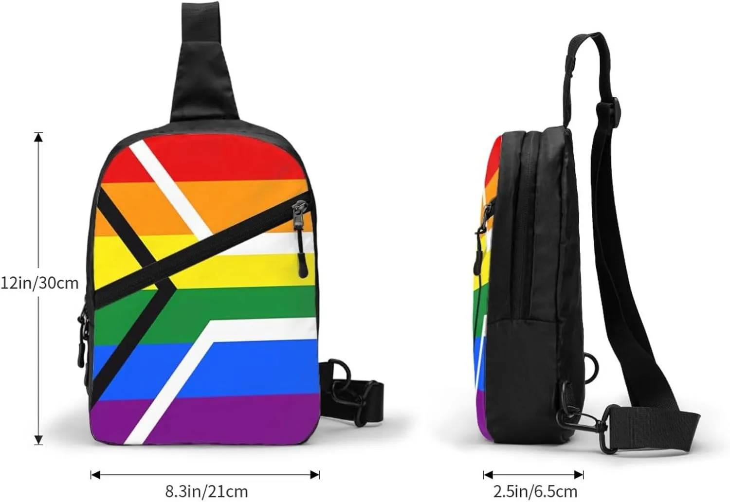 South Africa LGBT Rainbow Gay Pride Flag Crossbody Bag Portable Sling Bags Foldable Chest Daypack Reusable Sports Shoulder Backpack Diagonally Casual Rucksack Travel Bag
