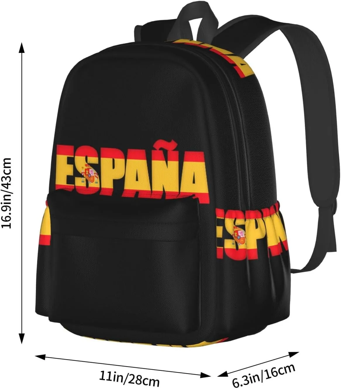 Spain Spanish Espana Flag Casual Backpack Large Capacity Travel Backpacks Laptop Daypack Commuter Rucksack Adjustable Strap Sports Bags for Hiking Biking