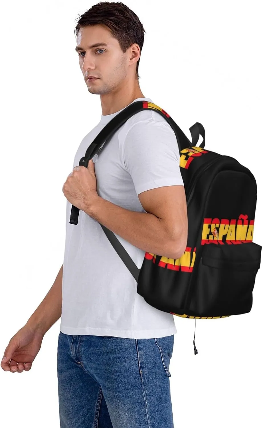 Spain Spanish Espana Flag Casual Backpack Large Capacity Travel Backpacks Laptop Daypack Commuter Rucksack Adjustable Strap Sports Bags for Hiking Biking
