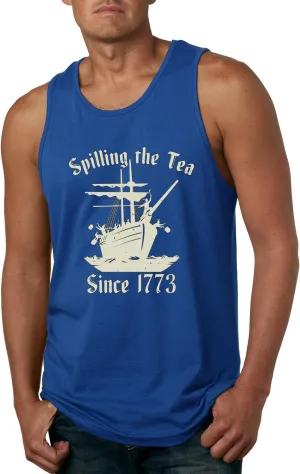 Spilling Tea Since 1773 Funny USA History Boston Tea Party American Pride Mens Tank Top