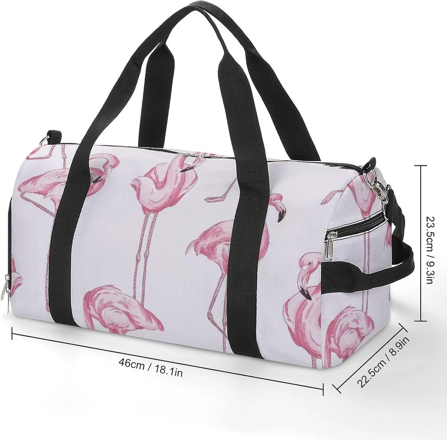 Sport Gym Duffel with Shoe Compartment Wet Pocket, Colorful-pink-flamingos Shoulder Travel Bag for Women Men, style