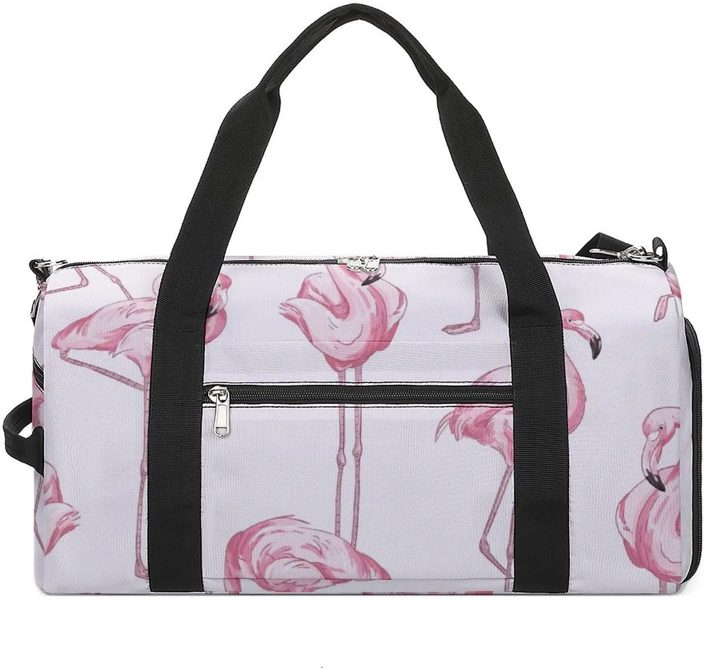 Sport Gym Duffel with Shoe Compartment Wet Pocket, Colorful-pink-flamingos Shoulder Travel Bag for Women Men, style