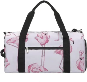 Sport Gym Duffel with Shoe Compartment Wet Pocket, Colorful-pink-flamingos Shoulder Travel Bag for Women Men, style