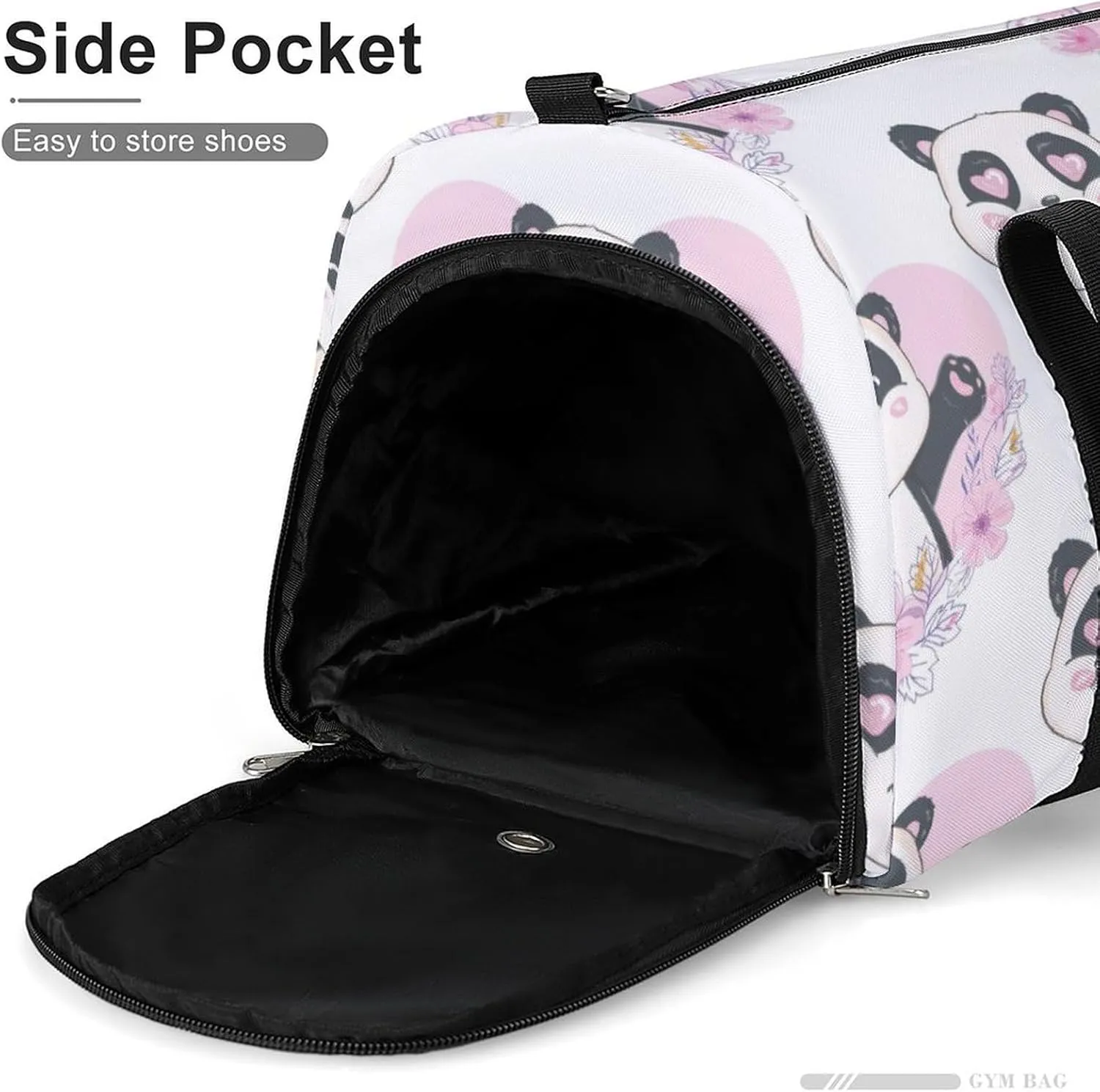 Sport Gym Duffel with Shoe Compartment Wet Pocket, Cute-panda-heads-animal Shoulder Travel Bag for Women Men, style-4