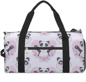 Sport Gym Duffel with Shoe Compartment Wet Pocket, Cute-panda-heads-animal Shoulder Travel Bag for Women Men, style-4