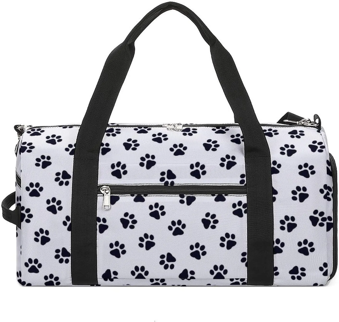 Sport Gym Duffel with Shoe Compartment Wet Pocket, Footprints-dog-cats-print Shoulder Travel Bag for Women Men