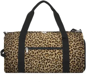 Sport Gym Duffel with Shoe Compartment Wet Pocket, Leopard-skin-background Shoulder Travel Bag for Women Men