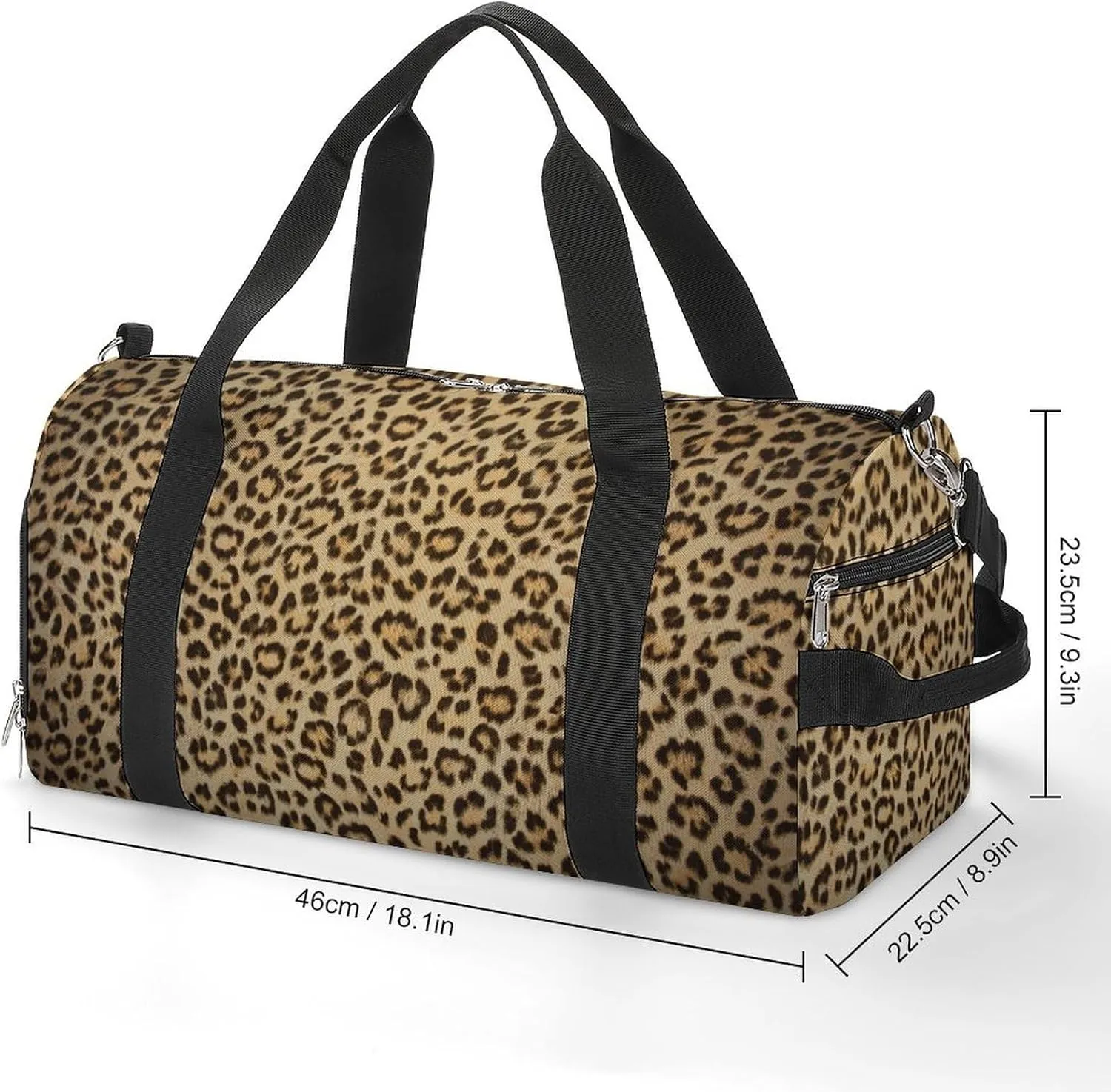 Sport Gym Duffel with Shoe Compartment Wet Pocket, Leopard-skin-background Shoulder Travel Bag for Women Men