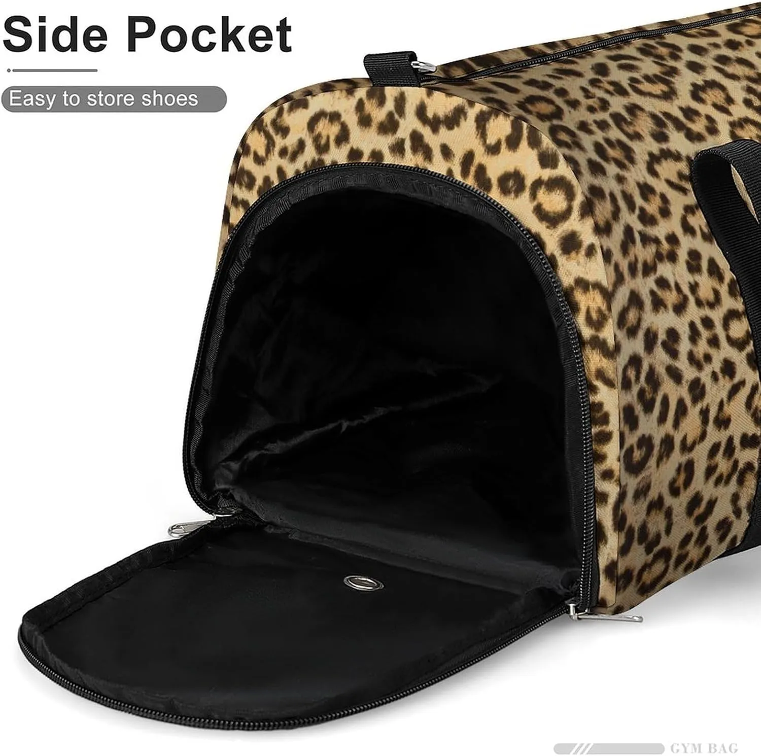 Sport Gym Duffel with Shoe Compartment Wet Pocket, Leopard-skin-background Shoulder Travel Bag for Women Men