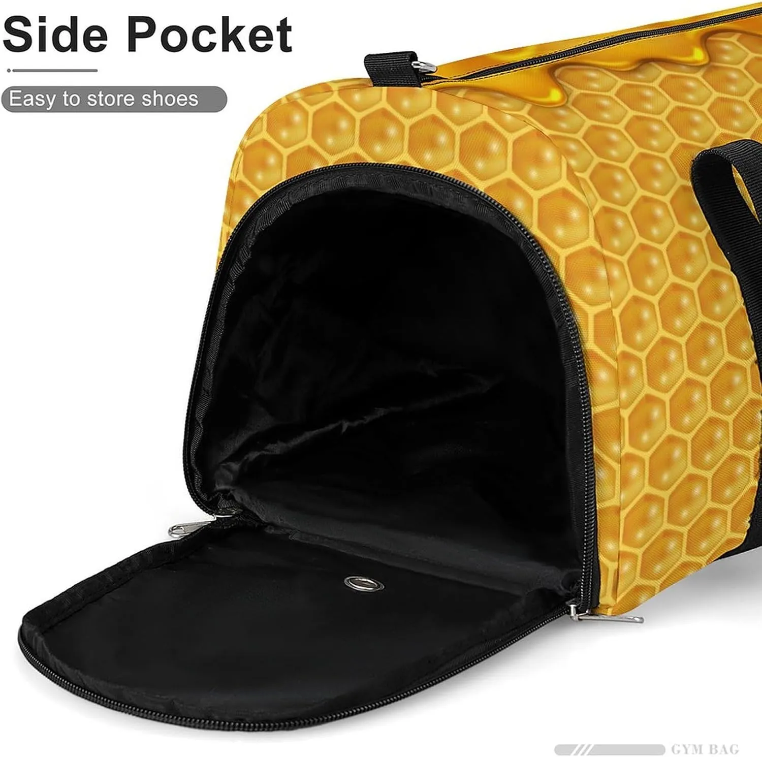 Sport Gym Duffel with Shoe Compartment Wet Pocket, Liquid Honey Pattern Shoulder Travel Bag for Women Men