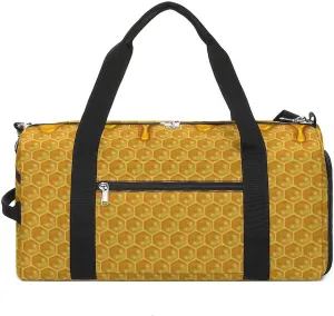 Sport Gym Duffel with Shoe Compartment Wet Pocket, Liquid Honey Pattern Shoulder Travel Bag for Women Men