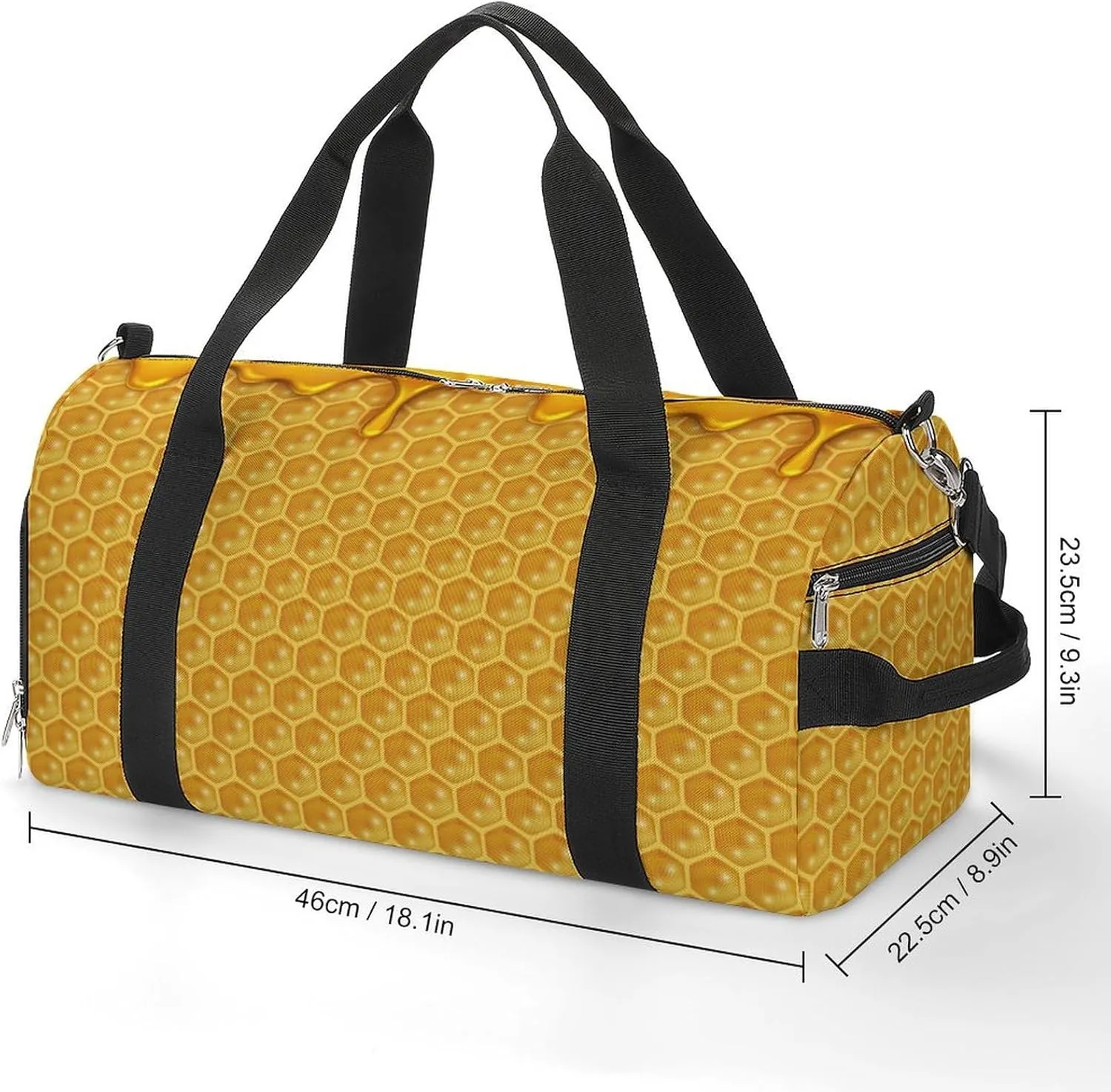 Sport Gym Duffel with Shoe Compartment Wet Pocket, Liquid Honey Pattern Shoulder Travel Bag for Women Men