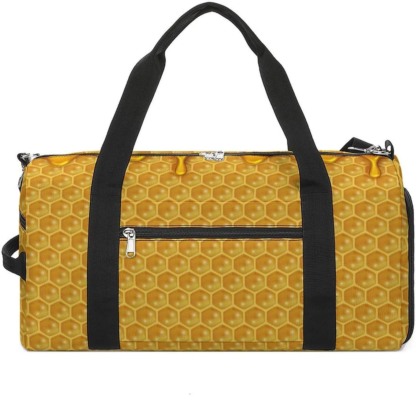 Sport Gym Duffel with Shoe Compartment Wet Pocket, Liquid Honey Pattern Shoulder Travel Bag for Women Men