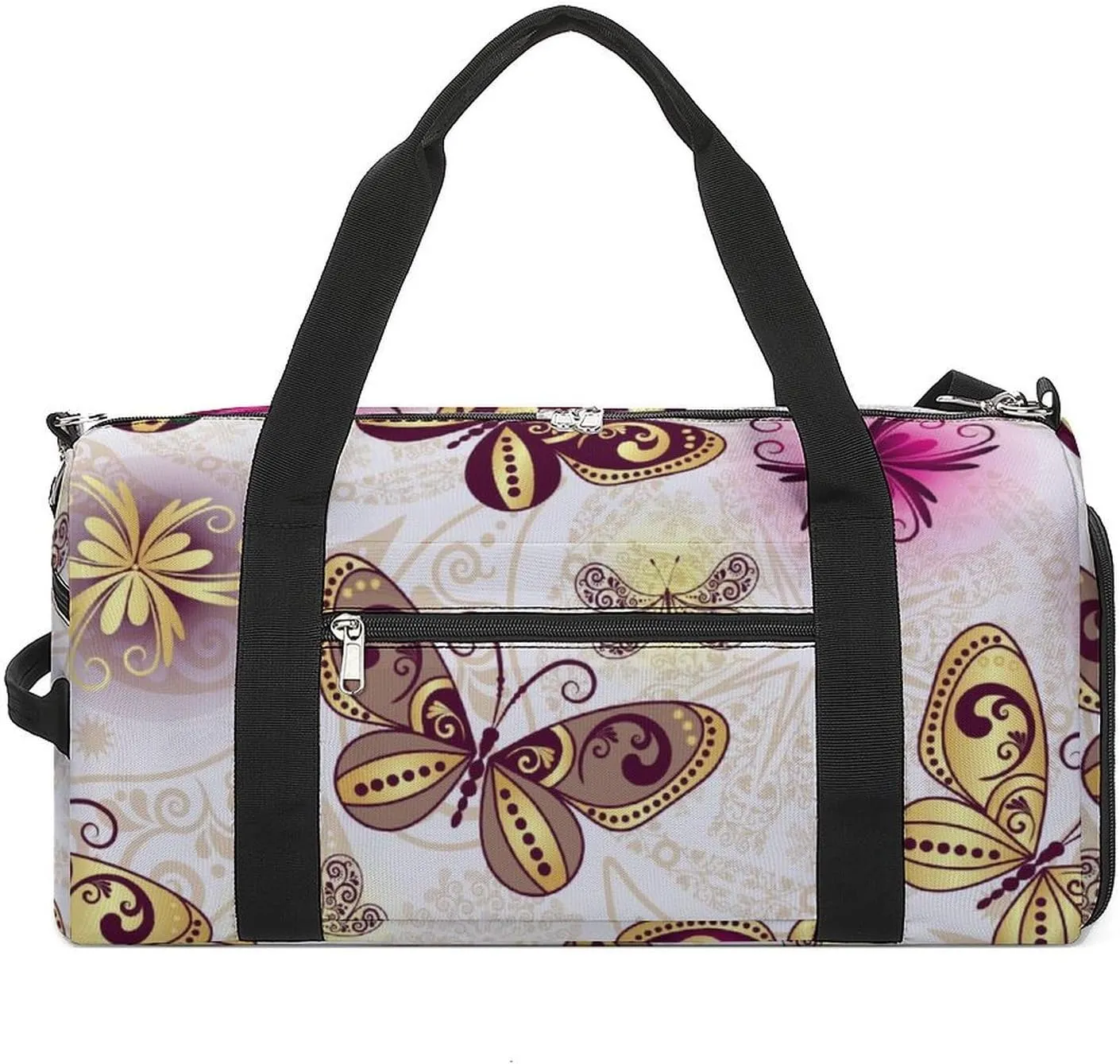 Sport Gym Duffel with Shoe Compartment Wet Pocket, Spring-colorful-butterflies Shoulder Travel Bag for Women Men, style-3