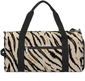 Sport Gym Duffel with Shoe Compartment Wet Pocket, Tigers Texture Striped Shoulder Travel Bag for Women Men