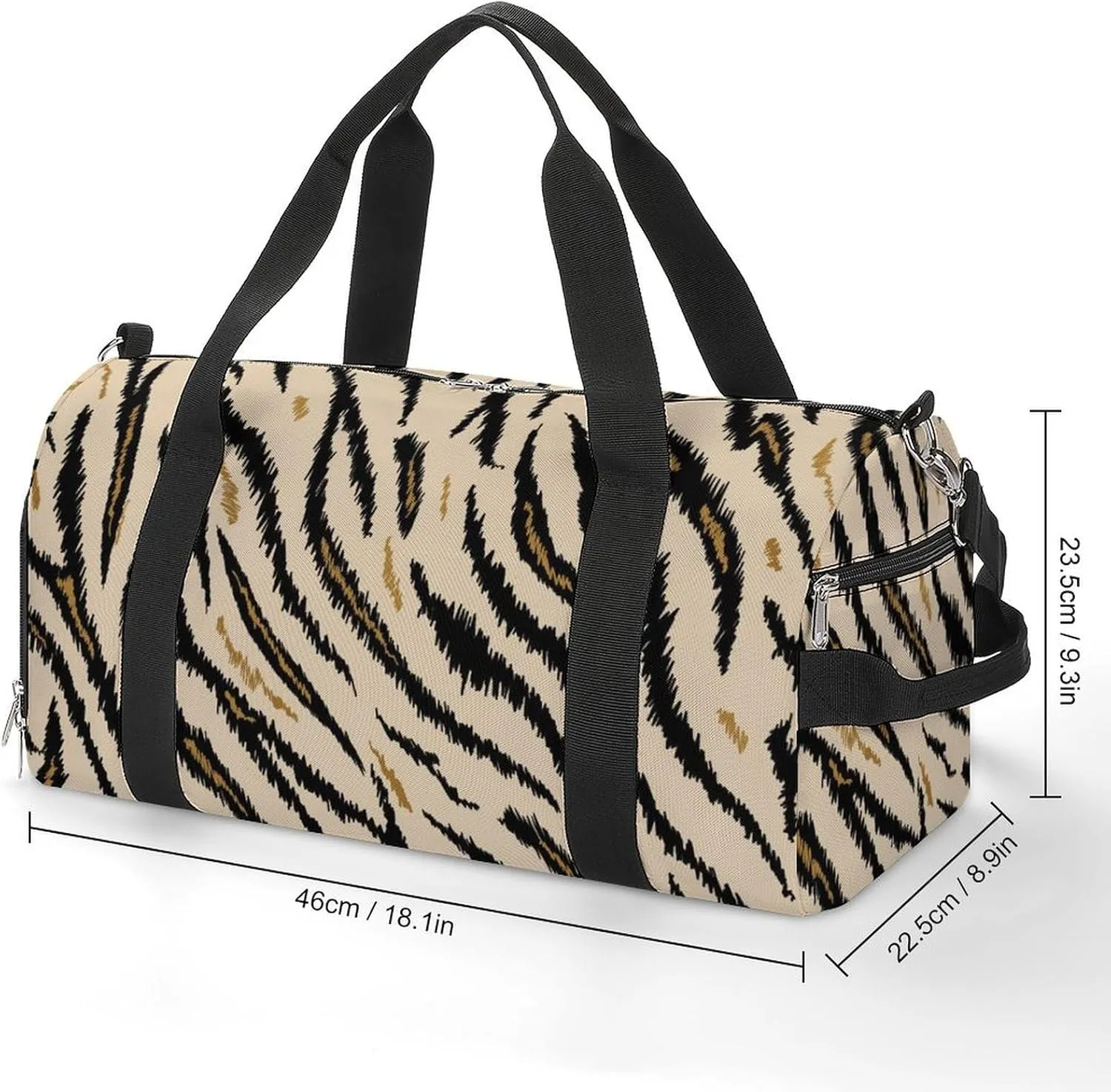 Sport Gym Duffel with Shoe Compartment Wet Pocket, Tigers Texture Striped Shoulder Travel Bag for Women Men