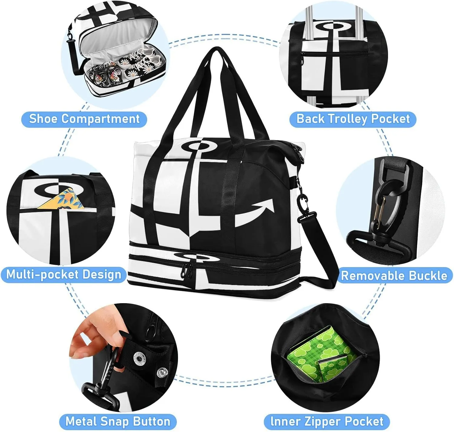 Sport Travel Duffle Bag Large Gym Tote Bag for Women,Anchor Weekender Bag with Shoe Compartment,Ladies Beach Bag Overnight Bag Luggage Bag with Wet Bag