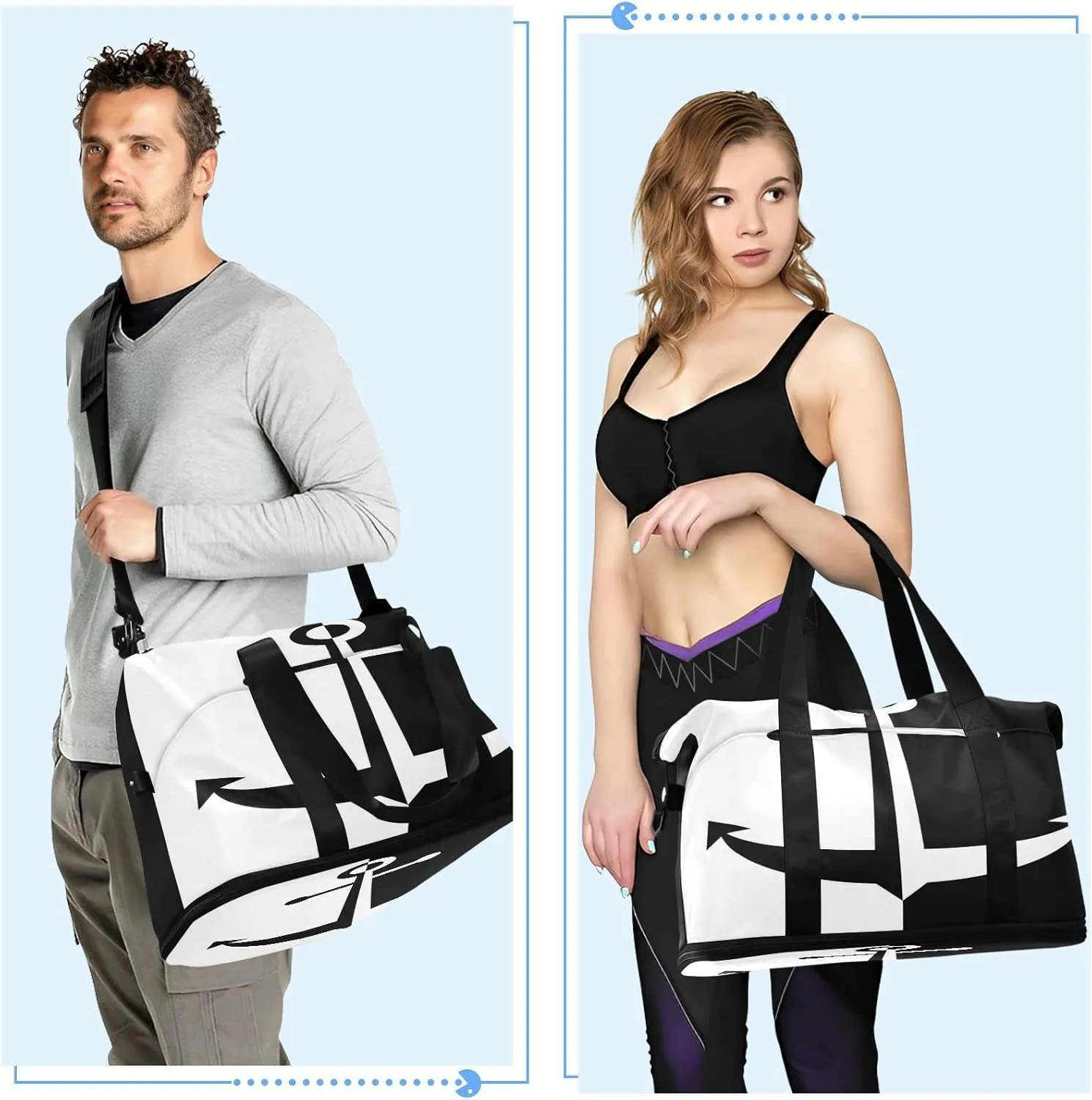 Sport Travel Duffle Bag Large Gym Tote Bag for Women,Anchor Weekender Bag with Shoe Compartment,Ladies Beach Bag Overnight Bag Luggage Bag with Wet Bag