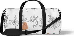 Sports Gym Bag for Women and Men Waterproof Abstract Line Art Floral Elements Doodle Shapes Duffel Bag Lightweight Carryon Traveling Boarding Gripsack
