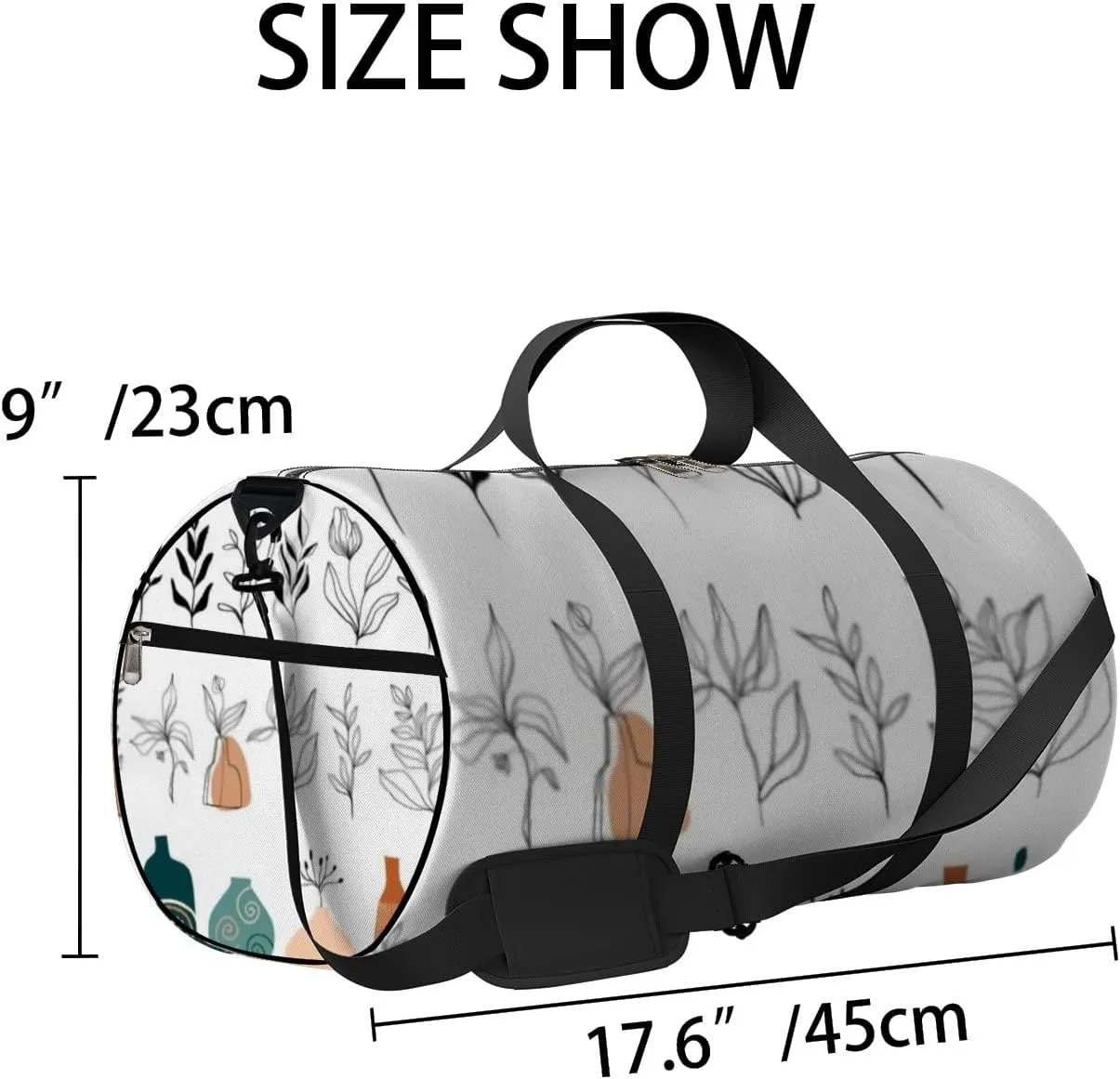 Sports Gym Bag for Women and Men Waterproof Abstract Line Art Floral Elements Doodle Shapes Duffel Bag Lightweight Carryon Traveling Boarding Gripsack