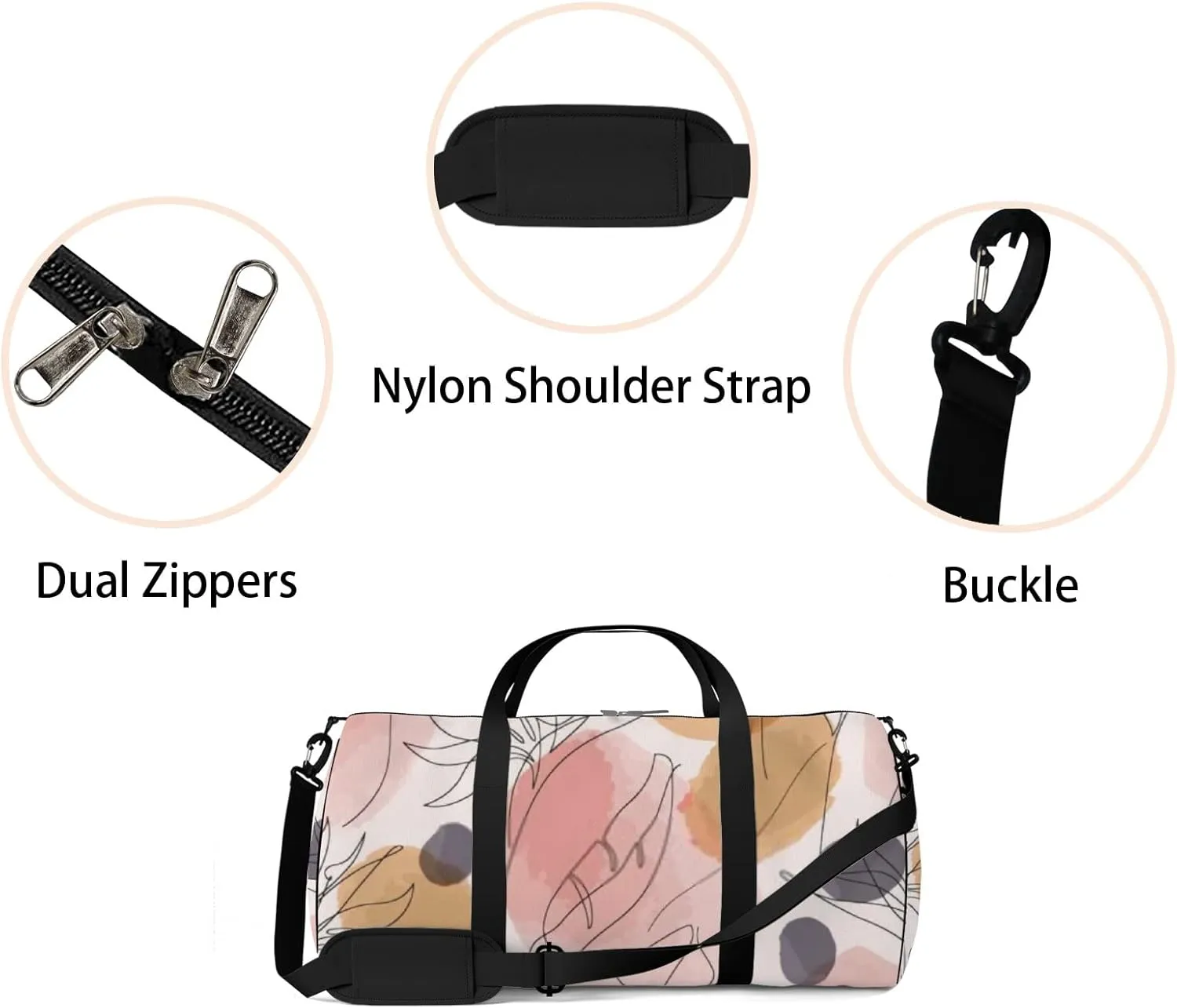 Sports Gym Bag for Women and Men Waterproof Abstract Tropical Leaf Flower Duffel Bag Lightweight Carryon Traveling Boarding Gripsack