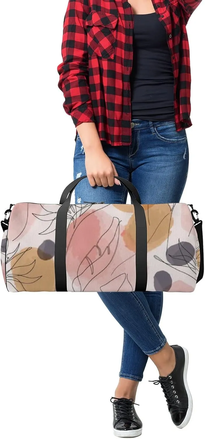 Sports Gym Bag for Women and Men Waterproof Abstract Tropical Leaf Flower Duffel Bag Lightweight Carryon Traveling Boarding Gripsack