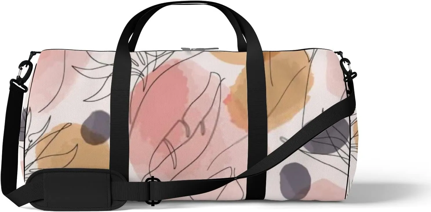 Sports Gym Bag for Women and Men Waterproof Abstract Tropical Leaf Flower Duffel Bag Lightweight Carryon Traveling Boarding Gripsack