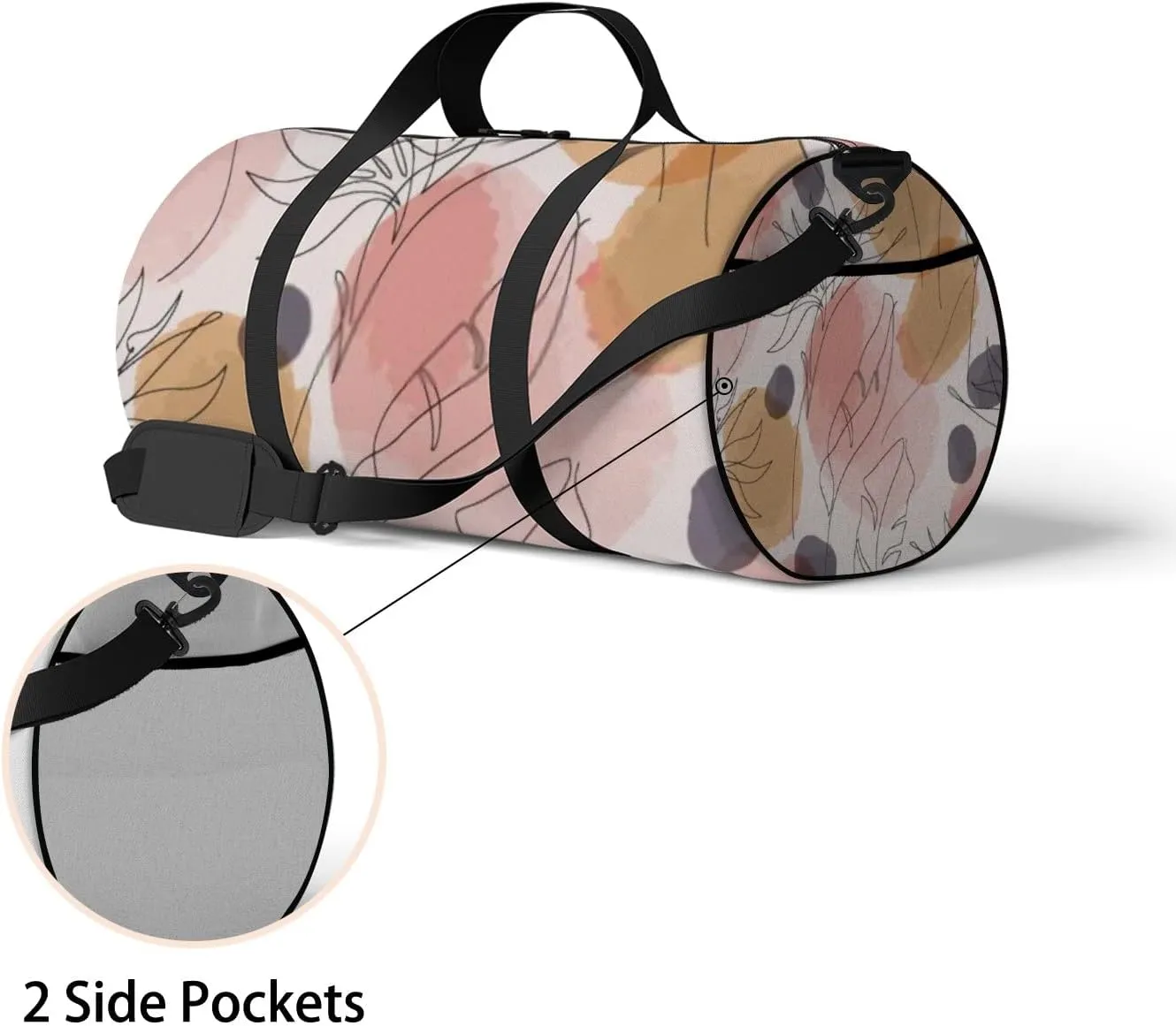 Sports Gym Bag for Women and Men Waterproof Abstract Tropical Leaf Flower Duffel Bag Lightweight Carryon Traveling Boarding Gripsack