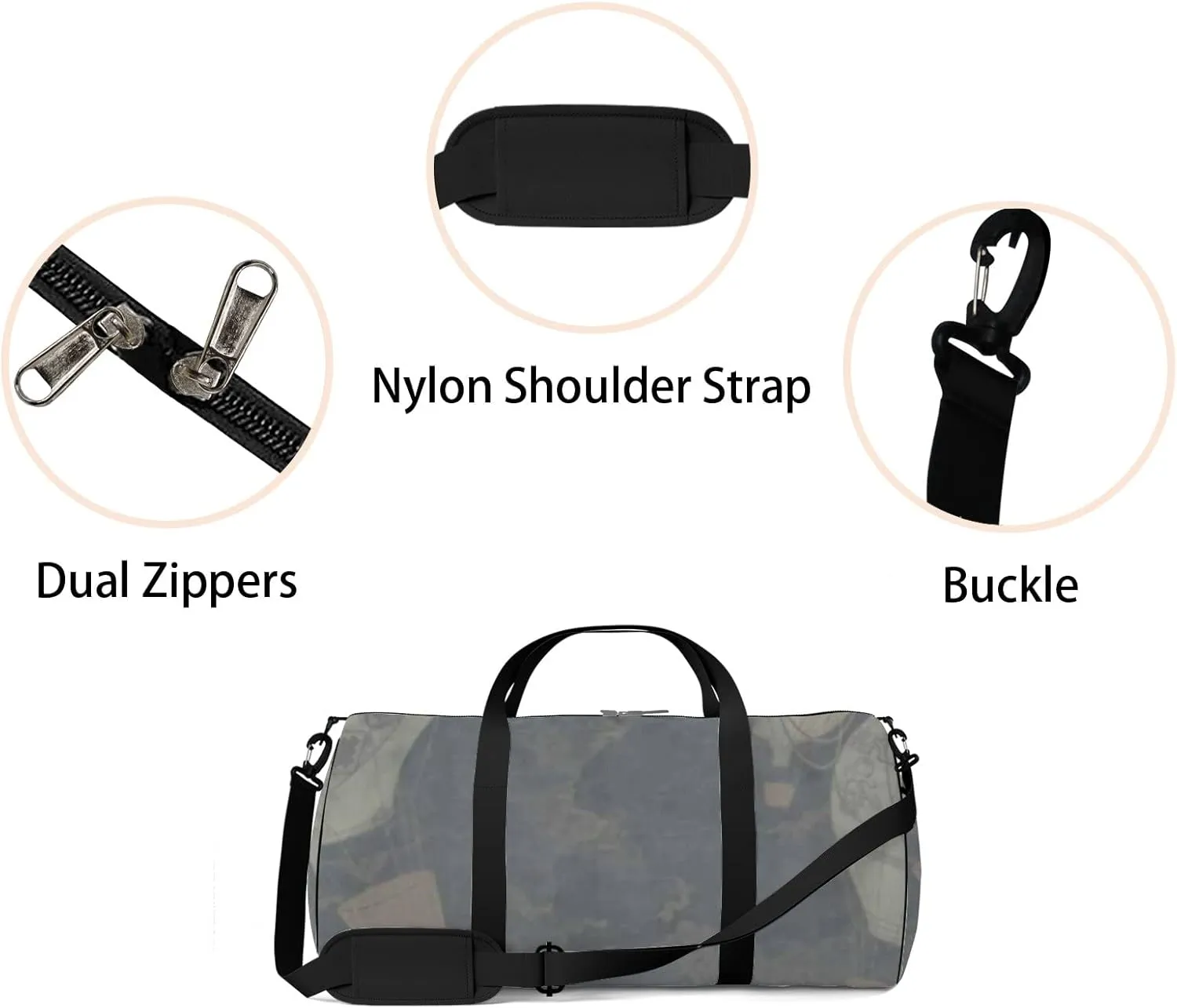 Sports Gym Bag for Women and Men Waterproof Air Balloons Painted Dark Blue Duffel Bag Lightweight Carryon Traveling Boarding Gripsack