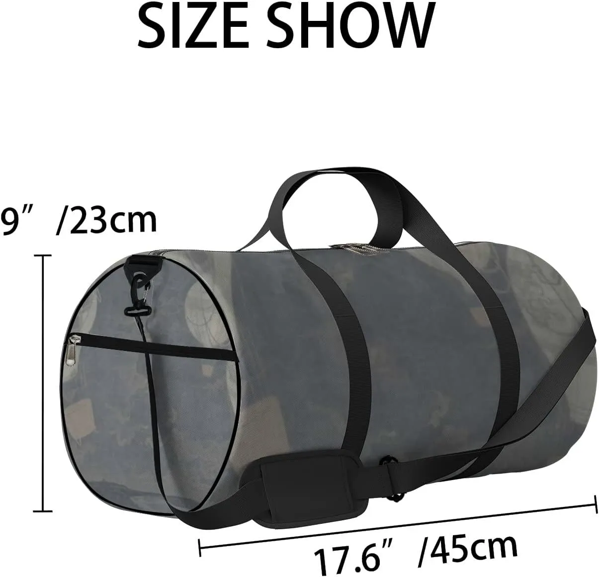 Sports Gym Bag for Women and Men Waterproof Air Balloons Painted Dark Blue Duffel Bag Lightweight Carryon Traveling Boarding Gripsack