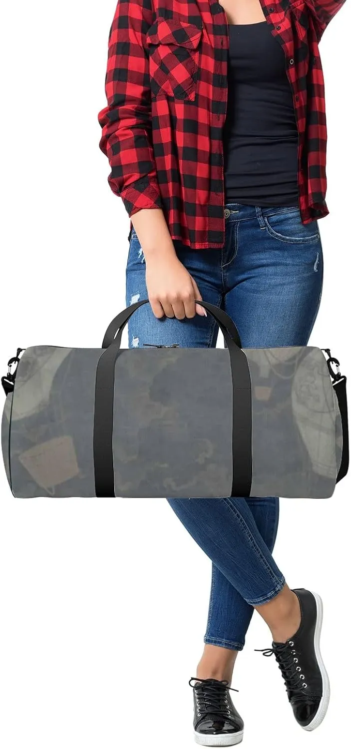 Sports Gym Bag for Women and Men Waterproof Air Balloons Painted Dark Blue Duffel Bag Lightweight Carryon Traveling Boarding Gripsack