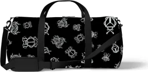 Sports Gym Bag for Women and Men Waterproof Black Pattern Duffel Bag Lightweight Carryon Traveling Boarding Gripsack