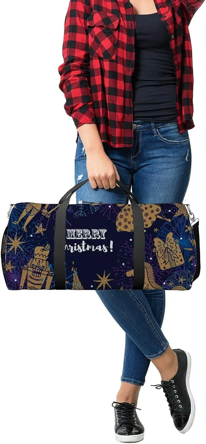 Sports Gym Bag for Women and Men Waterproof Cute Christmas Duffel Bag Lightweight Carryon Traveling Boarding Gripsack