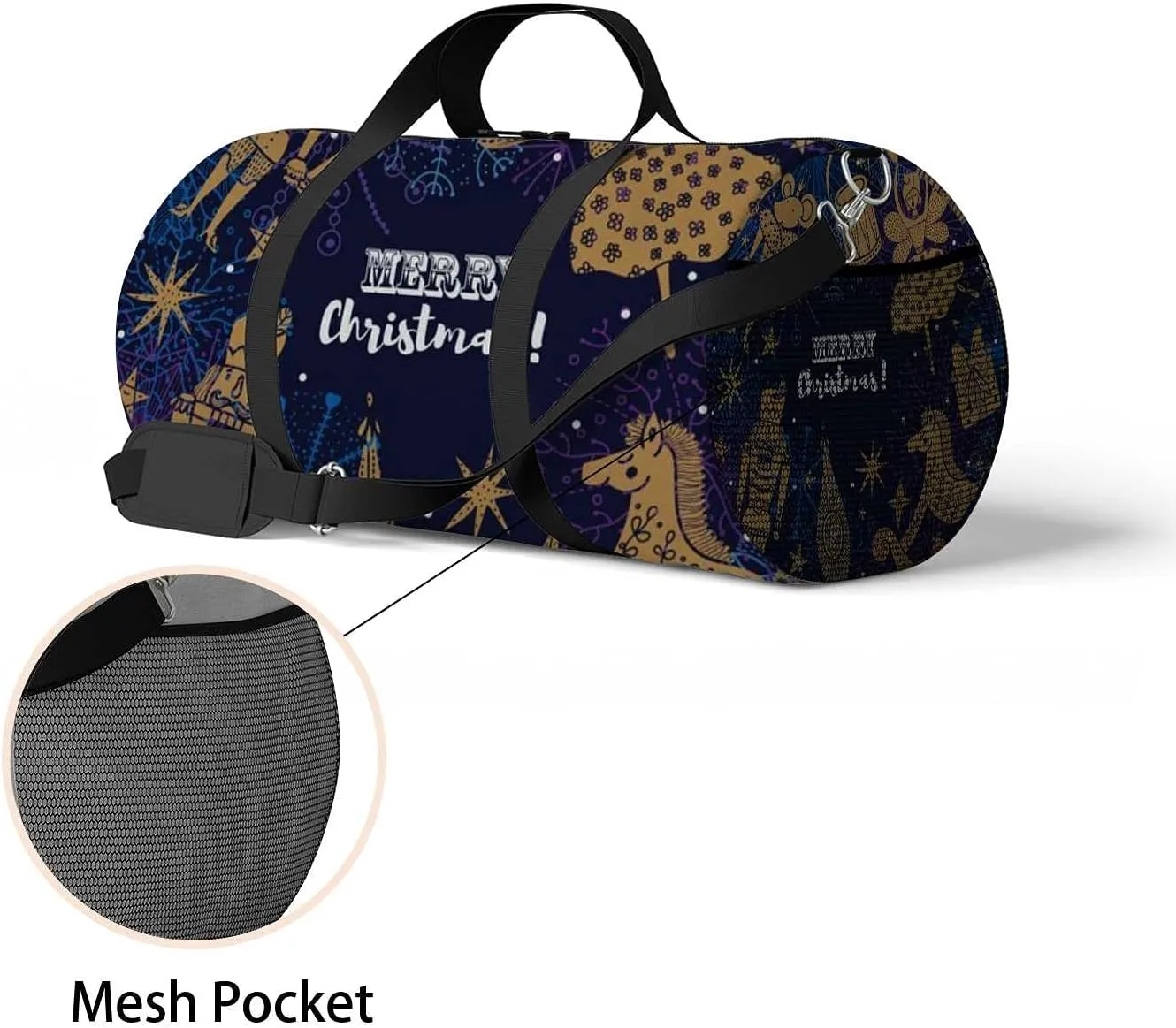 Sports Gym Bag for Women and Men Waterproof Cute Christmas Duffel Bag Lightweight Carryon Traveling Boarding Gripsack