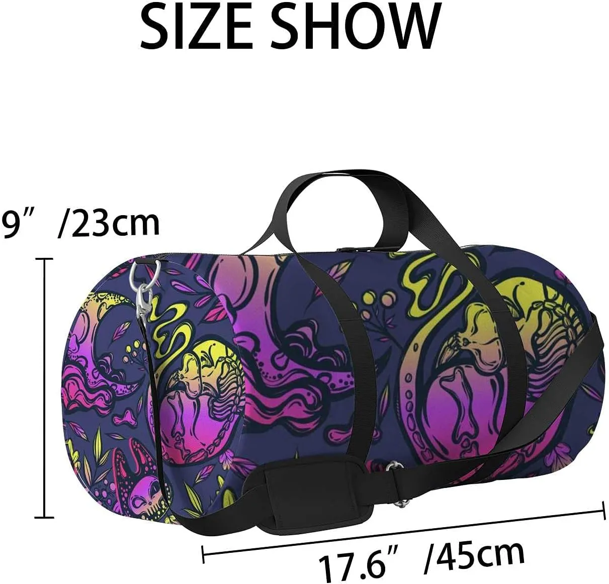 Sports Gym Bag for Women and Men Waterproof Halloween Composition Cat Duffel Bag Lightweight Carryon Traveling Boarding Gripsack