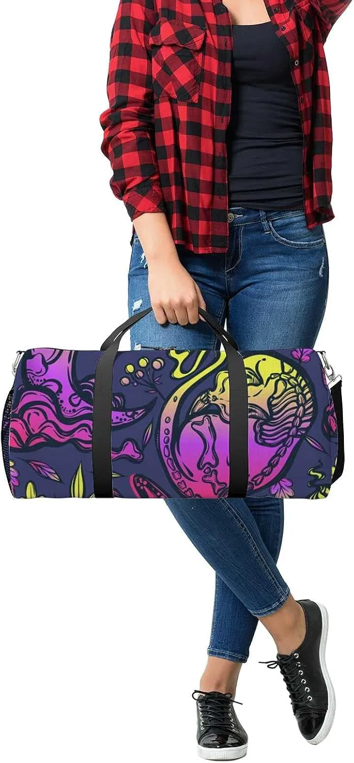 Sports Gym Bag for Women and Men Waterproof Halloween Composition Cat Duffel Bag Lightweight Carryon Traveling Boarding Gripsack