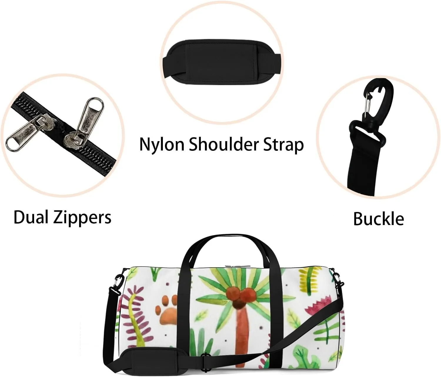 Sports Gym Bag for Women and Men Waterproof Rainforest Jungles Tropical Tree Duffel Bag Lightweight Carryon Traveling Boarding Gripsack